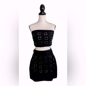 SHEIN SXY Plus Size Circle Ring Bandeau bandage Top And bandage Skirt Set